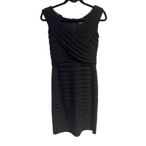 Adrianna Papell Layered Body-con Little Black Dress V-Neck Sleeveless Size 4
